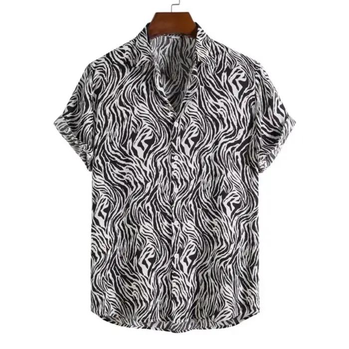 Léopard hawaïen Sexy Floral mâle Camisa coupe ajustée à manches courtes fête plage décontracté homme