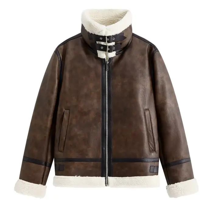 Veste en cuir d'agneau rétro pour hommes, marque de mode américaine tendance, Cool et belle, vêtemen