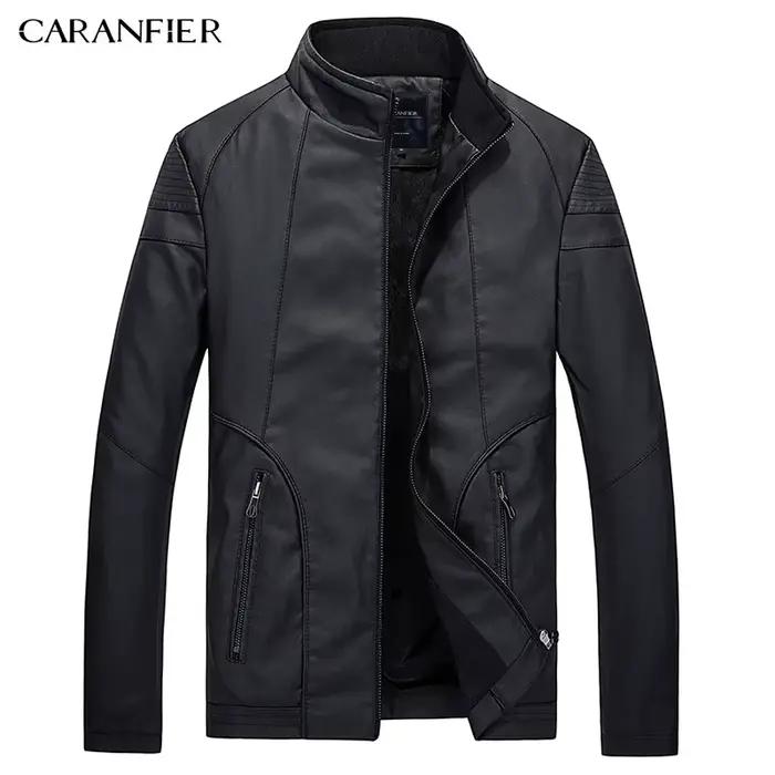CARANFIER 2025 mode hiver Silm veste en cuir hommes de haute qualité PU décontracté Biker manteau pi