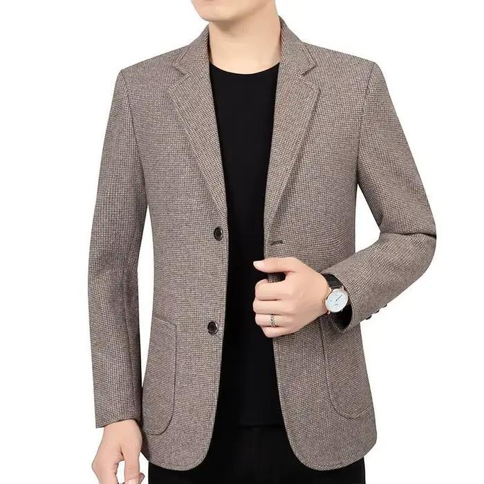 Veste de Costume Homme Tendance, Blazer Vintage à Simple Boutonnage, Manches Longues, Poches, Col Ra