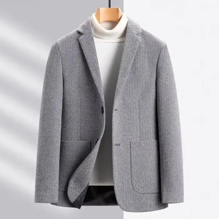 Veste de costume en laine pour hommes, haut de luxe, automne-hiver, décontracté, Business, laine, si