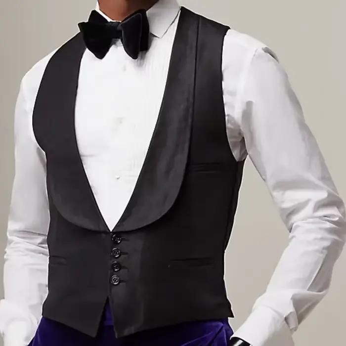 Gilet blanc avec revers pour hommes, gilet solide à bouton unique pour fête de mariage, Banquet, tra