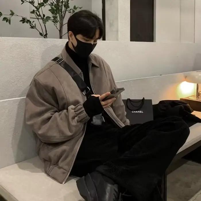 Veste homme daim Vintage haute rue veste légère à manches longues vêtements d'extérieur printemps au