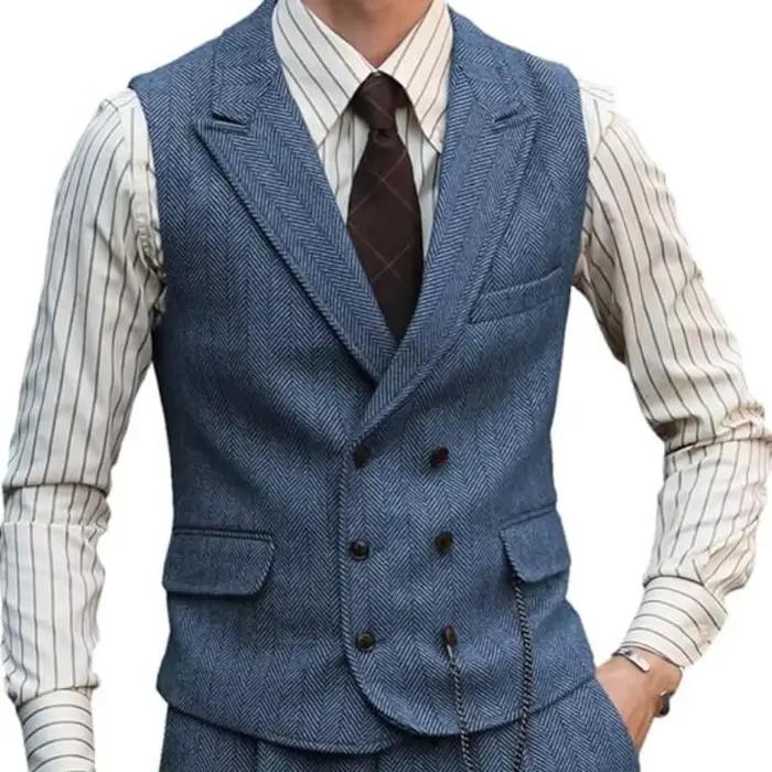 Gilet d'affaires en cuir suédé pour homme, gilet vintage, glaçure trempée, régulier, mince, banquet 