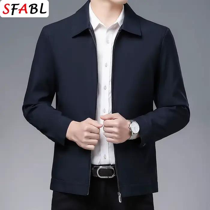 Veste à col rabattu pour homme, nouvelle marque, Business, décontractée, couleur unie, manteau de tr