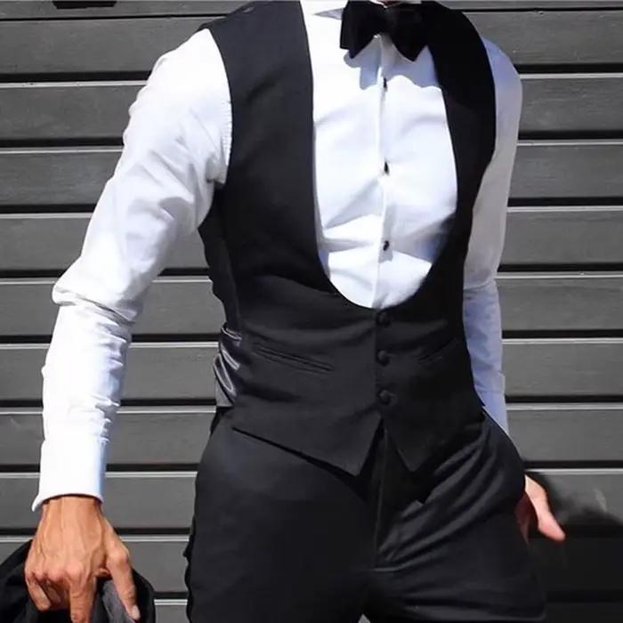 Gilet noir pour hommes, pour marié de mariage, une pièce, costume ajusté, couleur unie, manteau à la