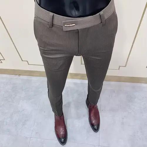 Pantalon slim à rayures pour homme, tenue de bureau élégante, nouvelle collection 2022