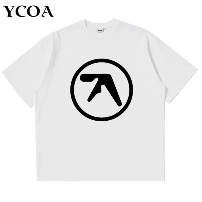 T-Shirt homme Aphex Twin chemise 100% coton imprimé surdimensionné Y2k t-shirts streetwear à manches