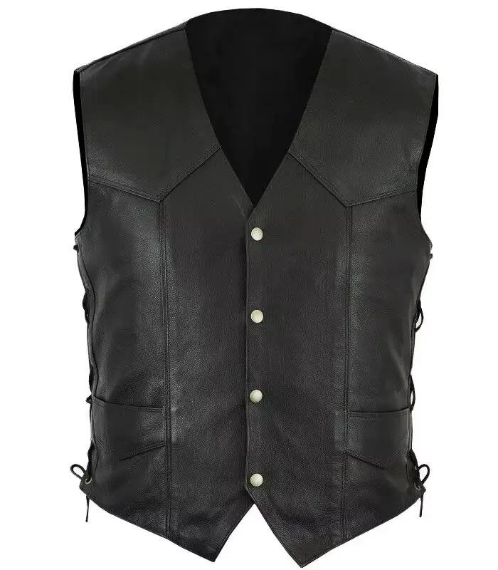 Veste en cuir rétro pour homme - haut sans manches - style disciplinaire - chevalier médiéval - vest