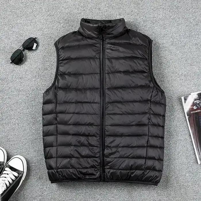 Gilet d'hiver en duvet de canard pour hommes, manteau ultraléger sans manches, bouffant, ultra fin, 