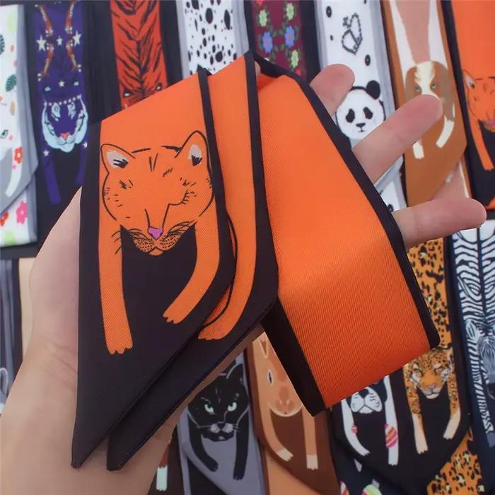 Foulard en soie fin imprimé animal 17 couleurs, nouvelle collection 2024, pour femme, marque de luxe