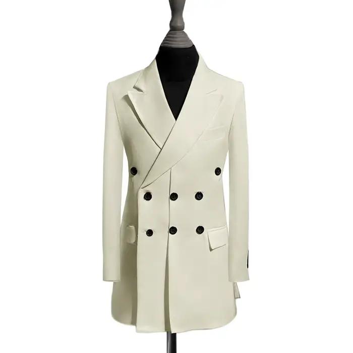Veste longue de loisirs pour homme, blazer à revers pointus et trois boutons, idéal pour mariage, so