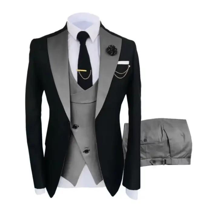 Costumes pour hommes 3 pièces sur mesure meilleur homme marié mariage smoking coupe ajustée Jacquard