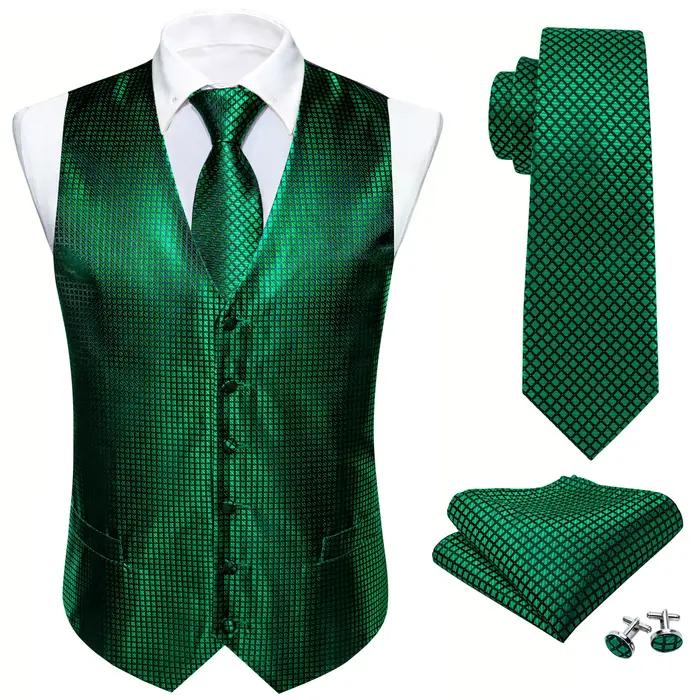 Gilet Vert Designer 30 Couleurs pour Homme, Motif Trèfle Paisley à Carreaux, Col en V, Ensemble Gile