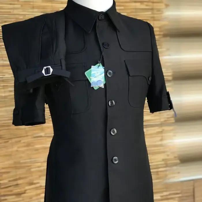 Costume marron pour hommes d'affaires, Tuxedos de fête de mariage, coupe cintrée, manches courtes, C