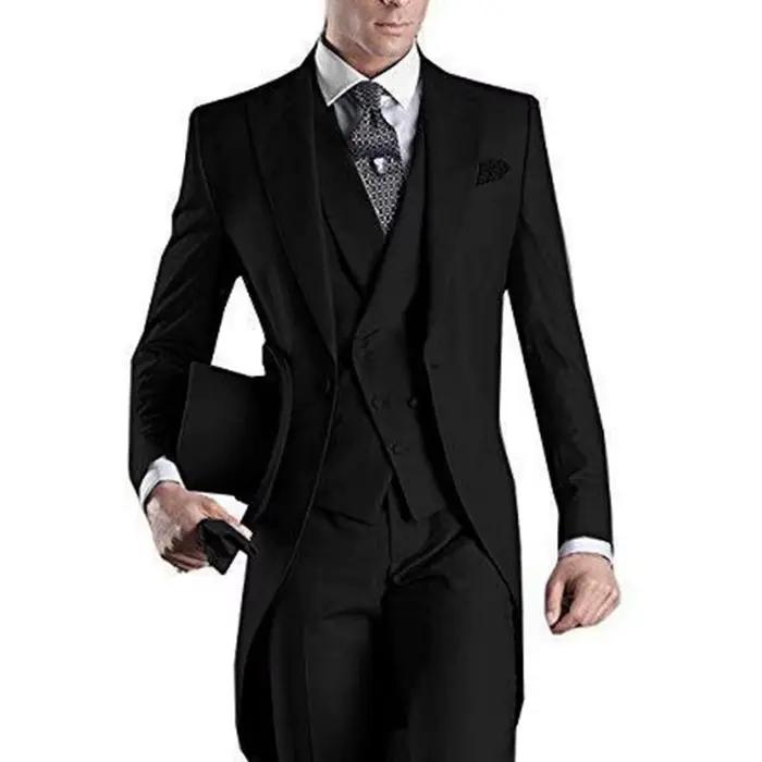 Costumes de mariage formels pour hommes, Blazer Long, 3 pièces, smoking de marié, classique, fête de