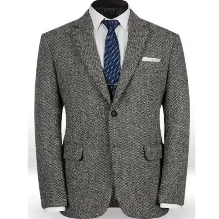Costume à chevrons pour hommes, Blazer de bal, Tuxedos en laine Tweed, simple boutonnage, veste d'af