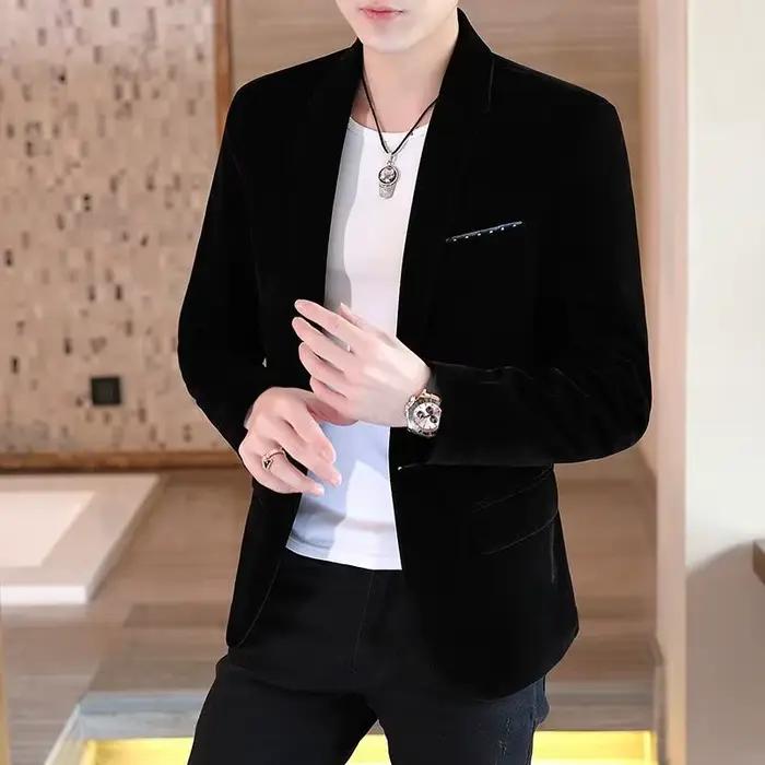 Manteaux en velours coupe cintrée, costumes et blazers pour hommes à la mode, nouveaux vêtements Vin