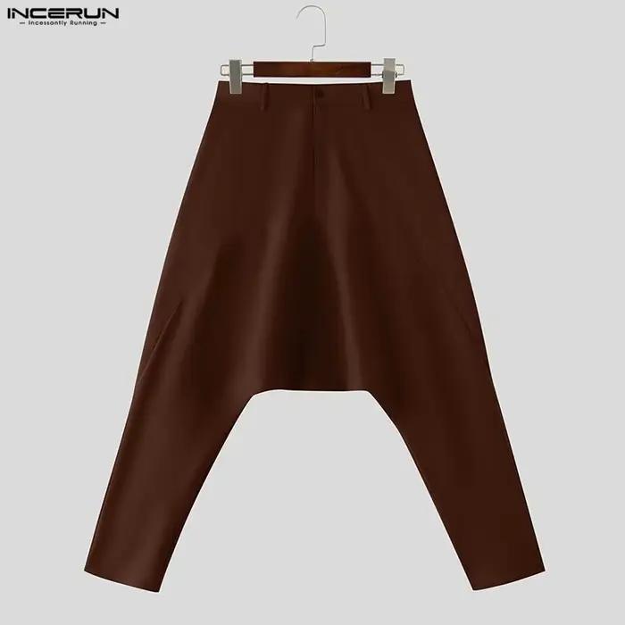 Pantalon Harem Homme INCERUN Couleur Unie Boutonné Joggers Décontracté Pantalon Ample Streetwear Hom