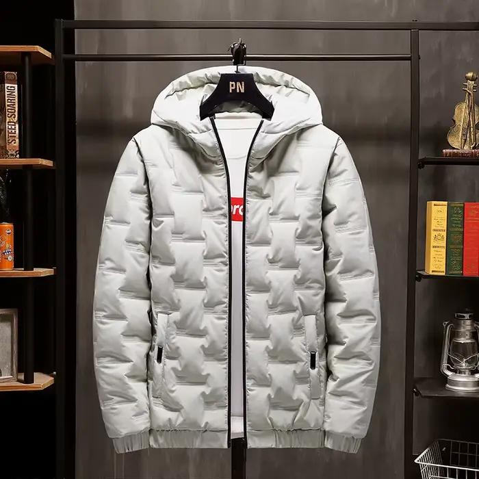 Doudoune à capuche pour hommes, veste coupe-vent et chaude, doudoune slim fit en relief à la mode, d