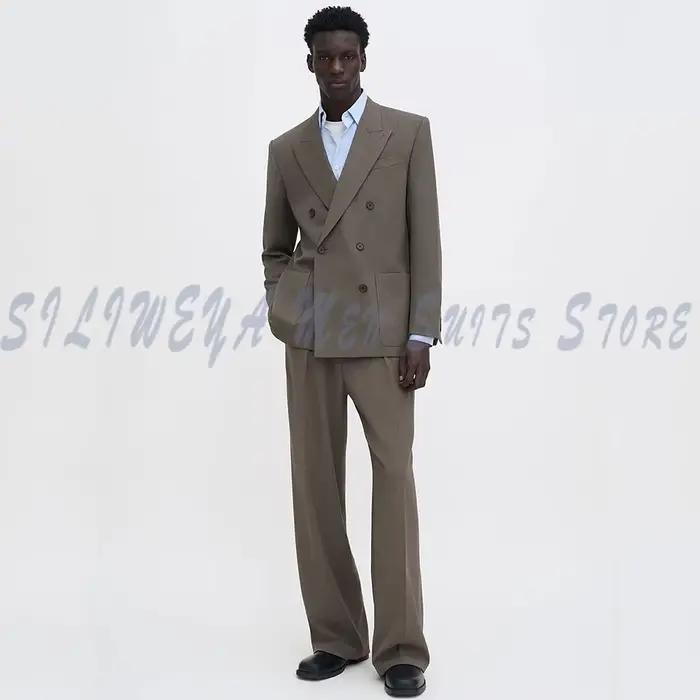 Ensemble de pantalon croisé pour homme, revers pointus, formel, pour affaires, mariage, smoking, bla