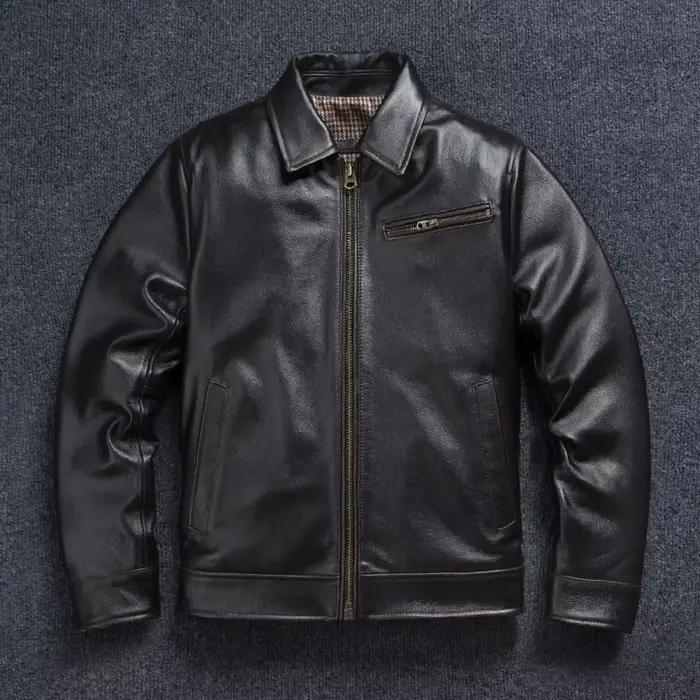 Veste en cuir d'outillage des années 1930 pour hommes, première couche de peau de vache, veste d'aff