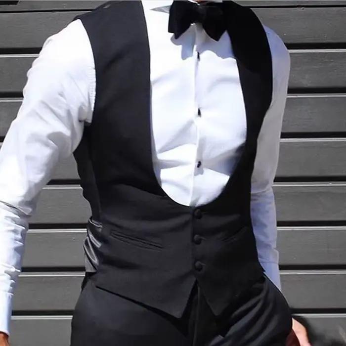 Gilet noir pour hommes, pour marié de mariage, une pièce, costume ajusté, couleur unie, manteau à la