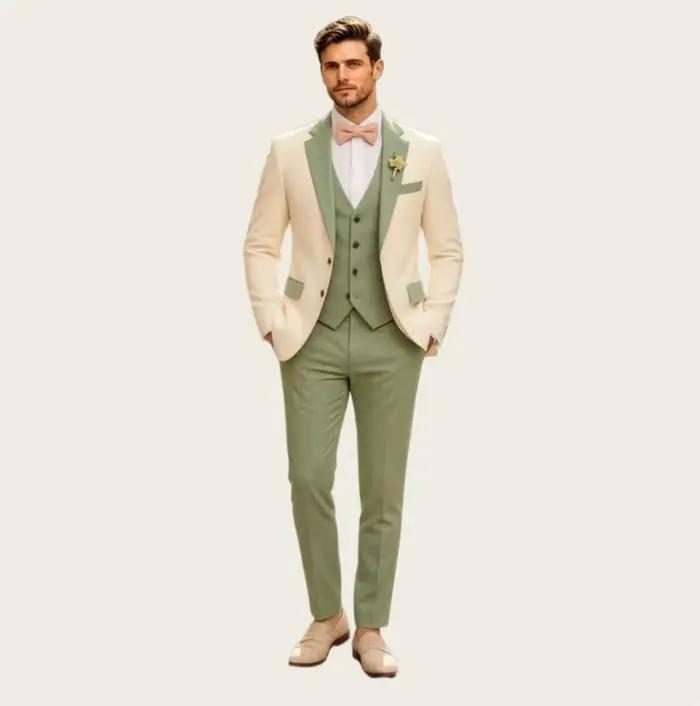 Costume de mariage pour homme 2 pièces, revers cranté, simple boutonnage, costume de bal pour homme,