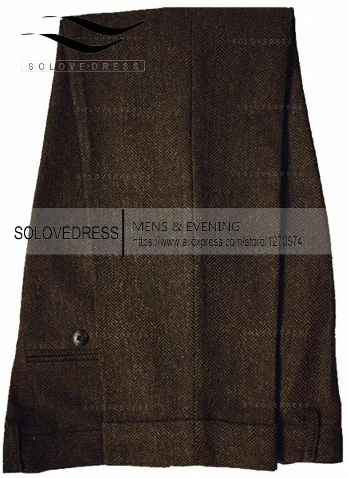 Costume tweed à chevrons pour hommes, décontracté, élégant, pour mariages et cérémonies formelles
