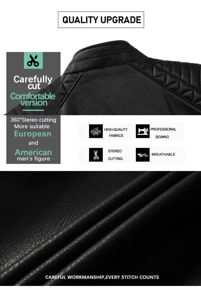 Eur 2025 nouvelle veste en cuir PU pour hommes