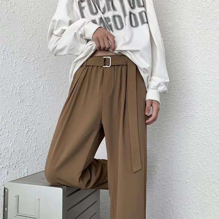 Beaux pantalons haut de gamme pour hommes, pantalons de costume marron drapés