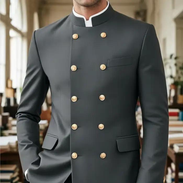 Costumes à double boutonnage pour hommes avec col montant