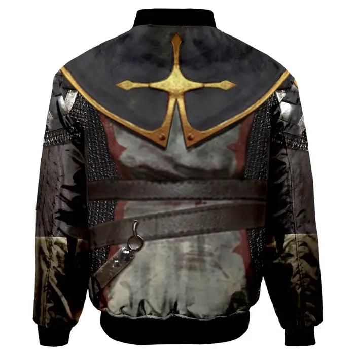 Blouson Aviateur Imprimé Chevaliers Templiers Pour Hommes Survêtements Zippés 3D Manteau Unisexe Occasions Spéciales Vestes d'Automne Hiver