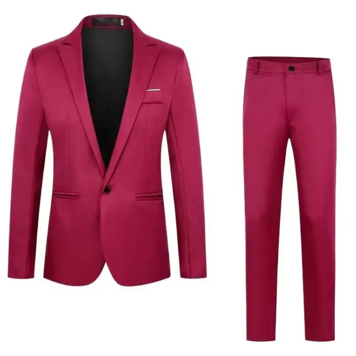 Offre spéciale de la saison nouveaux hommes mode affaires coupe ajustée costume ensemble décontracté deux pièces