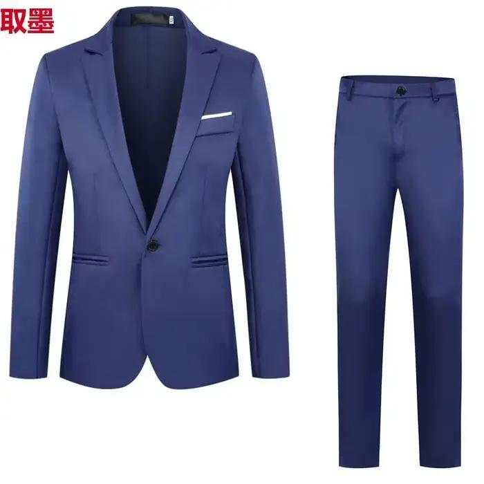 Offre spéciale de la saison nouveaux hommes mode affaires coupe ajustée costume ensemble décontracté deux pièces