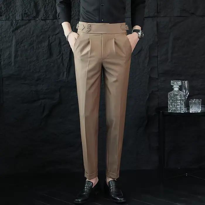 Pantalon de costume homme italien haute qualité, coupe cintrée, décontracté et élégant pour bureau et mariages sociaux