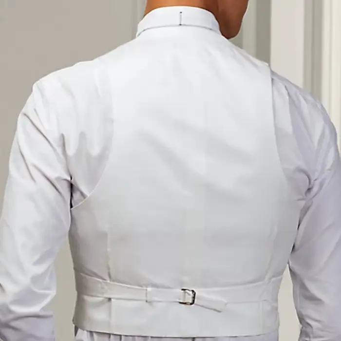 Gilet blanc avec revers pour hommes décontracté et élégant pour mariage, banquet, affaires et sorties quotidiennes