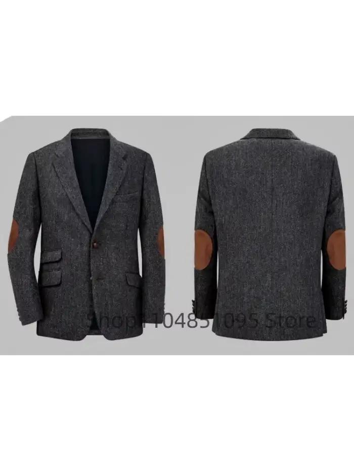 Blazer en Tweed à chevrons marron pour hommes