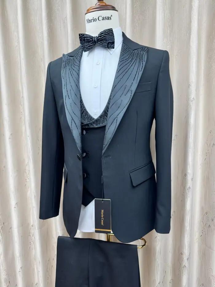 Ensemble de Costume Homme Élégant 3 Pièces pour Mariage et Cérémonie