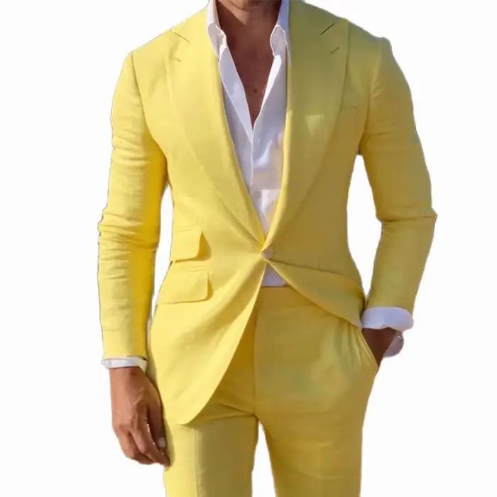 Costume Homme Jaune Slim Fit 2 Pièces pour Mariage
