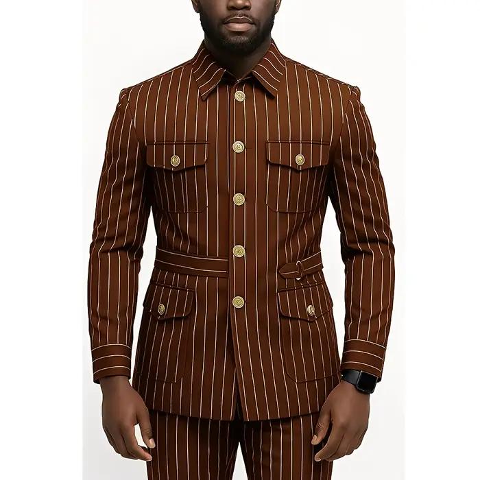 Costume 2 pièces rayé pour hommes