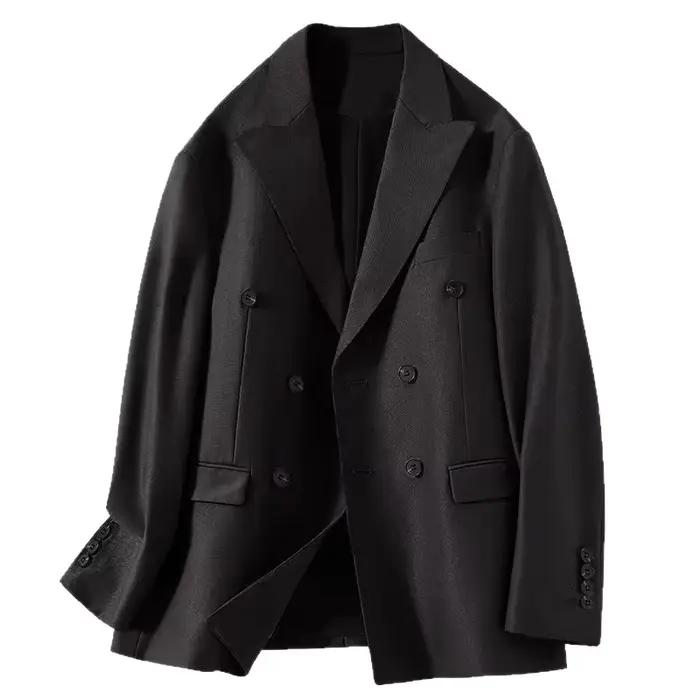 Veste de Costume Homme Élégante Croisée Style Britannique Décontracté Professionnel Manches Longues en Fibre de Polyester Printemps Automne