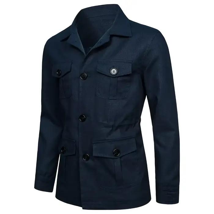 Veste à simple boutonnage pour hommes avec poches