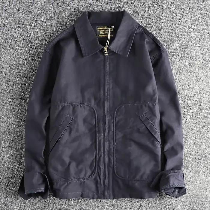 Veste en Jean Délavé de Style Militaire Rétro pour Homme