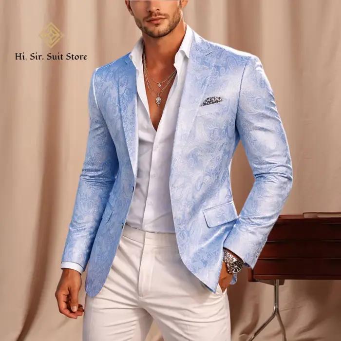 Veste de costume de smoking florale pour homme, blazer imprimé tendance coupe ajustée pour bal de promo, mariage, dîner, soirée, ou comme manteau d'extérieur