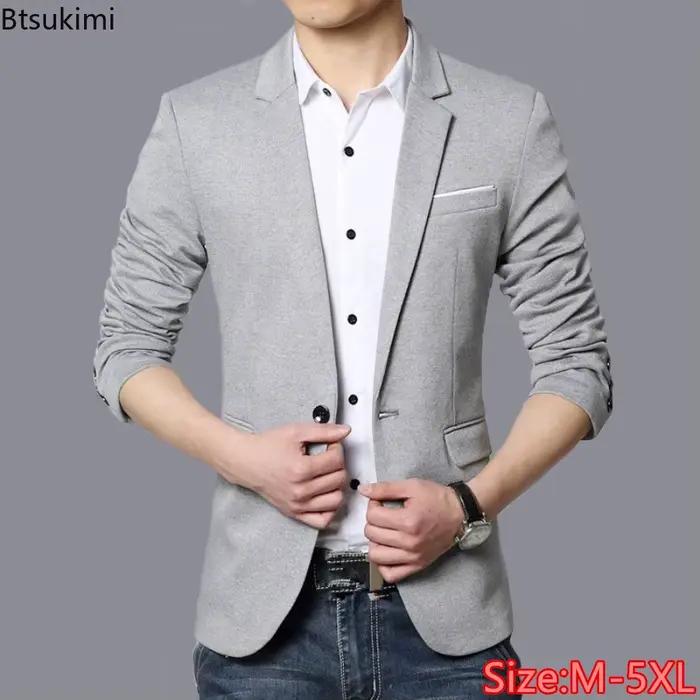 Veste de Costume Classique Homme 2026 – Blazer Slim Uni à Bouton Unique pour Affaires et Tenues Décontractées – Haut