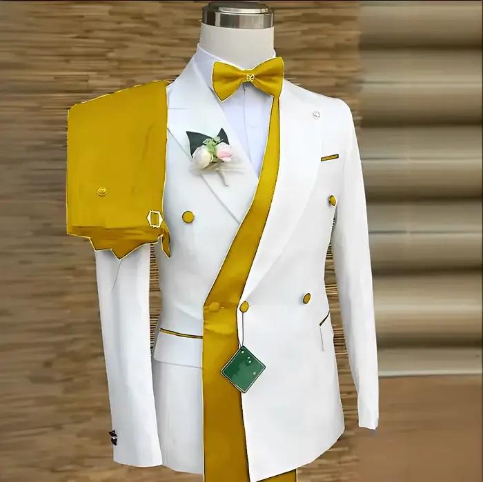 Costume de mariage sur mesure élégant en coton polyester pour hommes, nouveau design, coupe cintrée, pour mariages et occasions spéciales