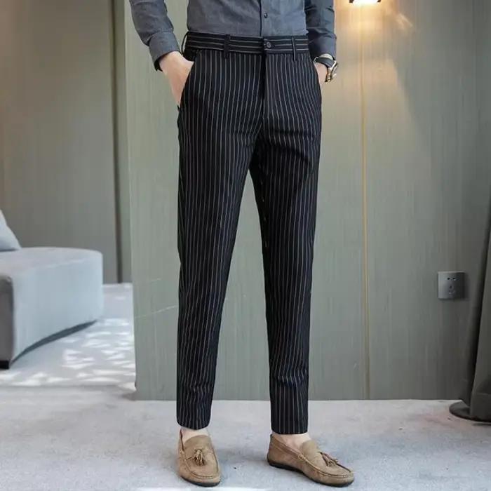 FJFor-Costumes droits à rayures pour hommes