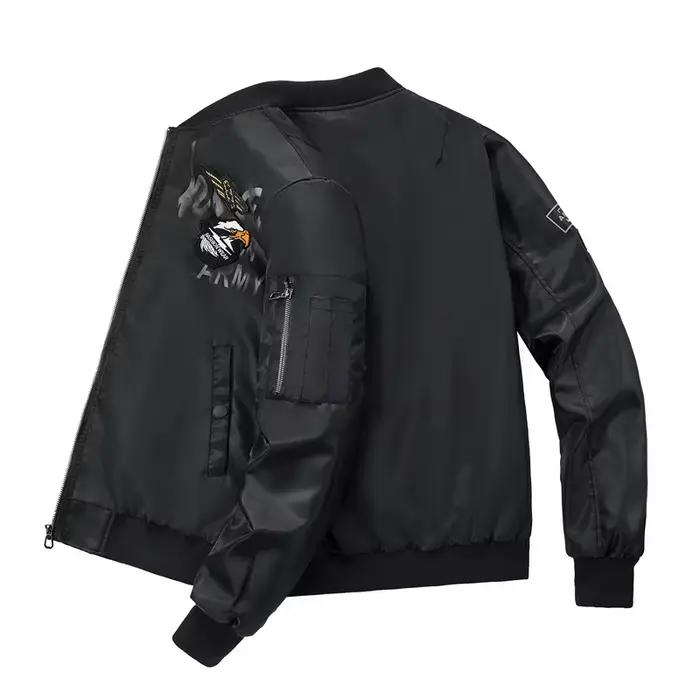 Blouson Aviateur Homme Printemps Automne Style Décontracté Air Force MA-1 Veste Baseball Fermeture Éclair Manches Longues Polyester