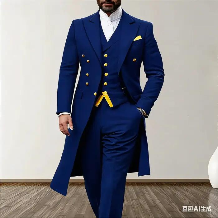 Costume de mariage bleu pour homme